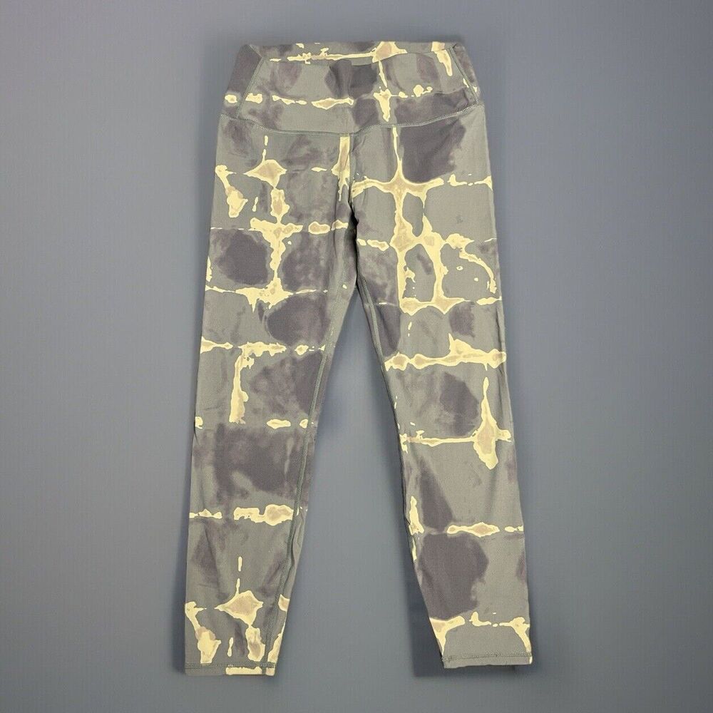Varley Luna Leggings Women Large Green Gold Print Exercise Yoga Pants Athletic